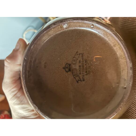 Vintage S.E.&R. Staffordshire England Brown Glazed Floral Teapot Gold Trim - Picture 10 of 10